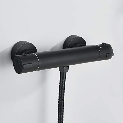 Juego de grifo de ducha negro de cobre termostático para un baño de lujo 7