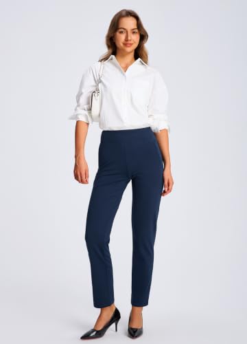 Libin Women's Fleece Lined Pants 29" Stretch Thermal Pants, Navy Blue S - image 3