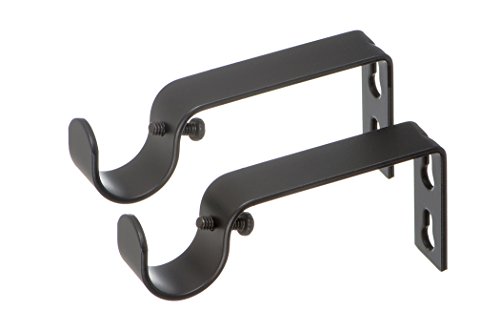 Ivilon Fixed Brackets for Curtain Rods - for 7/8 or 1 Inch Rods. Set of 2 - Antique Black