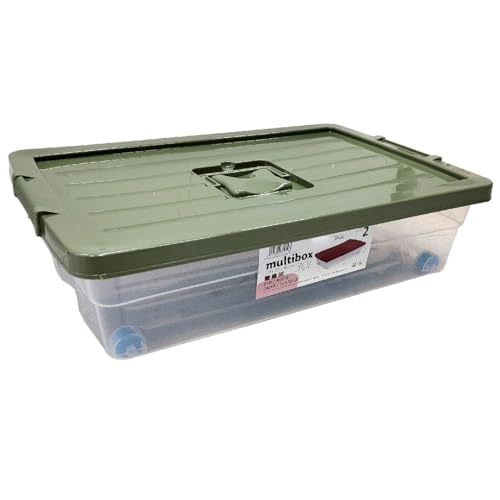 AC   Caja de Almacenamiento con ruedas y tapa de colores   Plástico   Contenedor, almacenaje, libros, ropa, mantas   30 L   59 x 39 x 16 cm   Tapa Color Aleatorio