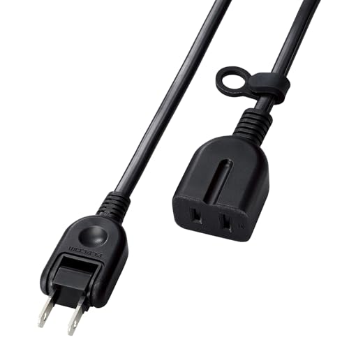 エレコム 電源タップ 延長コード 3m 1口 ほこり防止シャッター付き 極性対応 (N極) 3ピンプラグ接続可能 スイング式プラグ採用 熱硬化性樹脂採用 ブラック ECT-4230BK
