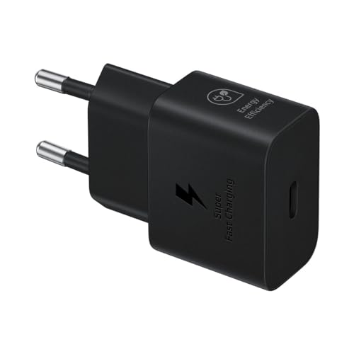 Samsung Caricabatterie USB Type-C Super Fast Charging 25W EP-T2510NBEGEU (senza Cavo), caricatore originale Samsung, porta USB-C, Nero