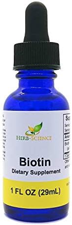 Herb-Science Extracto líquido de biotina vitamina B7, sin alcohol, biotina B7 de alta potencia, suplemento dietético para el crecimiento del