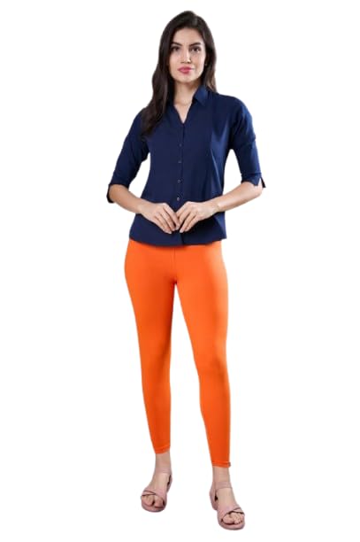prostr Ankle Length Regular Leggings for Women, Orange, High Waist, Stretchable-picture-15