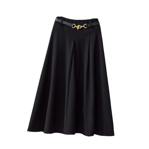 High Waist Solid Color Simple A-Line Skirt Spring Patchwork Elegant Vintage Skirt with Zipper