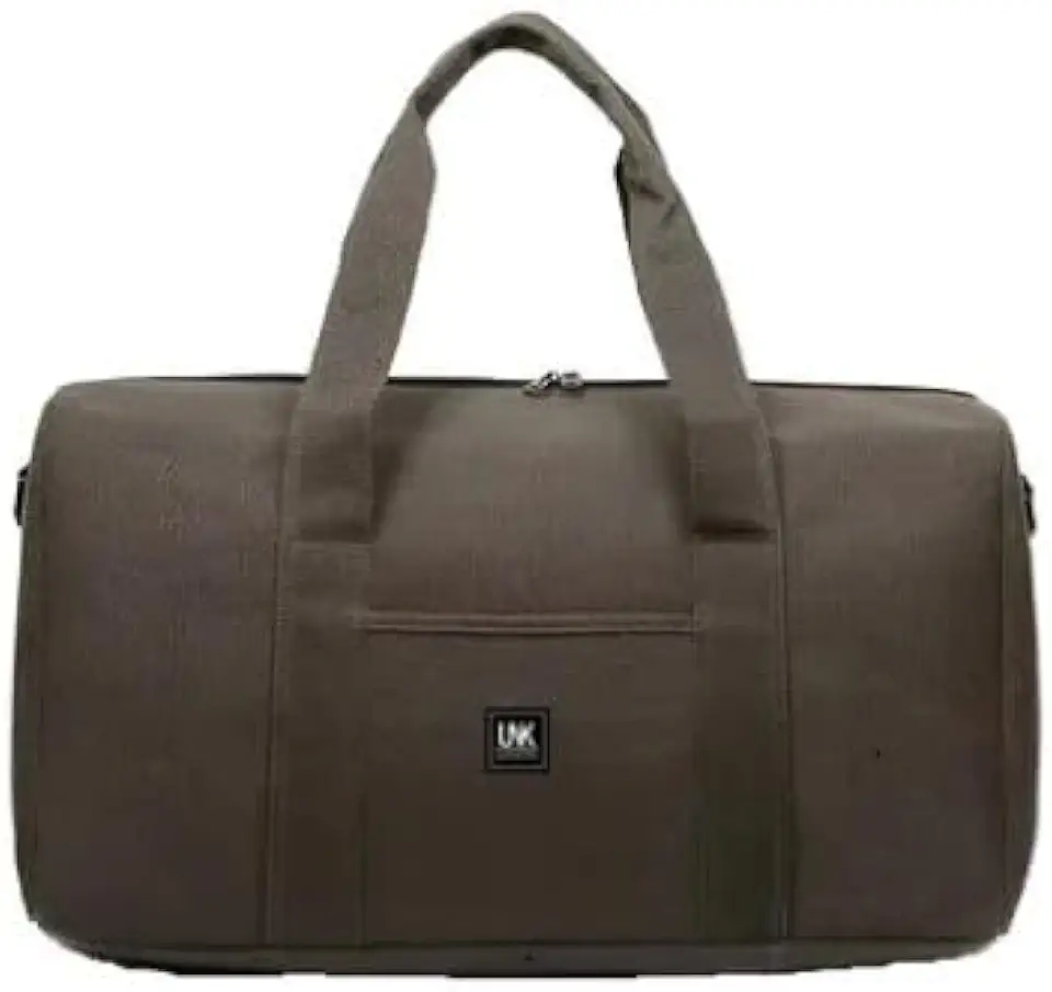 Bolsa de Viagem em Lona, Grande Capacidade 60L, Alça Reforçada, Multiuso (Marrom)