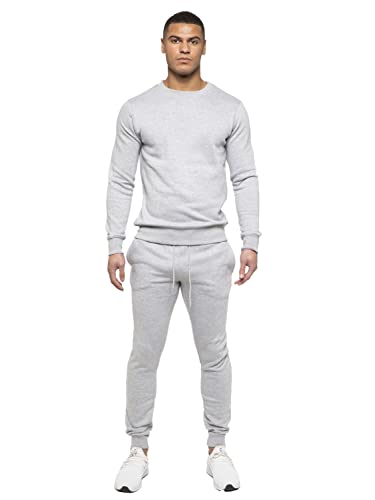 Brand Kruze Mens Crew Neck Long Sleeve Tracksuit Set Sweatshirt And Joggers KZMS138 Tracksuit Gry M