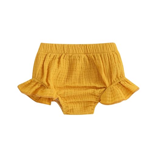 ITFABS Newborn Baby Girl Cotton Bloomers Diaper Covers Ruffles Brief Underwear Shorts Pants Bottoms Outfits Summer Clothes(Orange-Shorts,6-12 Months)