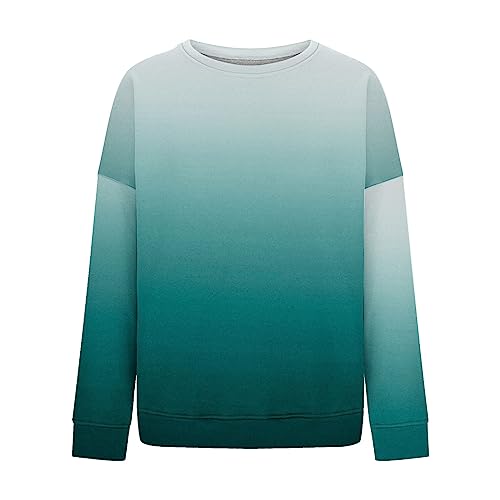 Sweatshirt for Womens Fashion Casual Crew Neck Long Sleeve Pullover Fall Ombre Print Ladies Oversized Tops Sweater4
