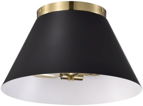 Nuvo Dover - 2 Light Small Flush Mount in Mid-Century Modern Style-8.25 Inches Tall and 13.75 Inches Wide-Black/Vintage Brass