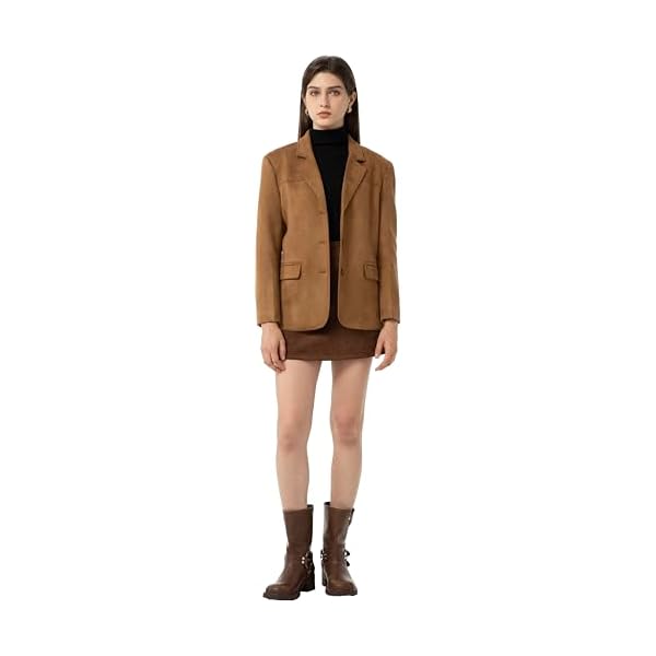 Ababalaya Women's Faux Suede Blazer Thick Jacket 2024 Fall Fashion Casual Coat - Image 5