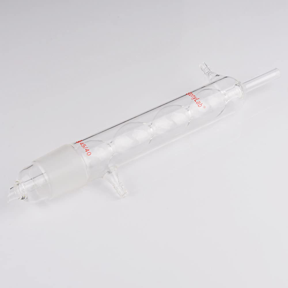 stonylab Allihn Condensatore Reflusso per Estrattore Soxhlet, Vetro Borosilicato Allihn Condenser con Giunto 45/40, Lunghezza Rivestimento 500 mm Condensatore in Vetro da Laboratorio