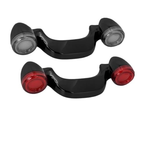 Feu stop clignotant moto à LED avec support de plaque d'immatriculation arrière noir - 2