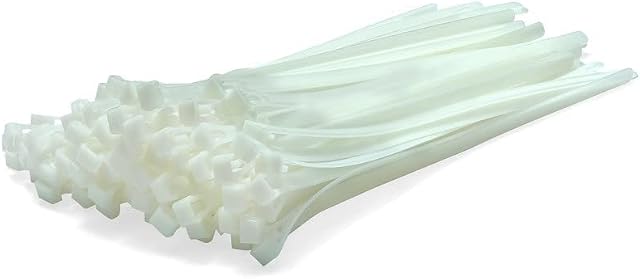 Cableties.co.uk Multi-Use Heavy Duty Strong Reusable White Cable Ties, 300mm x 7.6mm Releasable Natural Premium Nylon Zip Ties, 100 Pack, Plastic Tie Wraps for Indoor/Outdoor use, Home, Office and DIY