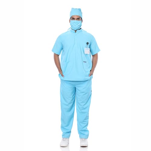 Image of Women's 5-Pocket Scrub Suit | Set of Top & Pant | Half Sleeves | Mandarin Collar | Breathable Polyviscose Fabric | Comfortable | Durable | Uniform for Doctors Nurse & Dentist LB XL
