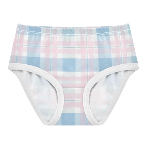 Girls' Panties Organic Cotton Toddler Underwear for Kids Pastel Plaid Pattern File in Sizes 2T,3T, 4T, 5T, 6Y and 8Y