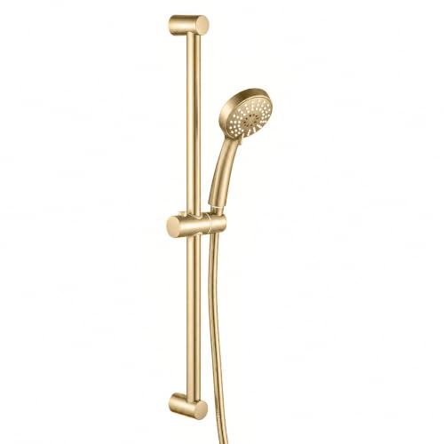 Image of AQUIEEN Sliding Rail for Hand Shower - Premium Height & Angle Adjustable Hand Shower Holder | Wall Mounted Shower Slider Bar for Home, Hotels & Luxury Bathrooms (Brushed Gold)