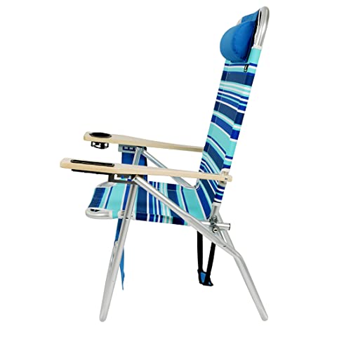 Deluxe Xl Wide Tall Plus Size Aluminum Folding Big Heavy Duty 17 Inches High Seat Beach Chair For Adults, 300 Lb Load #TOP3