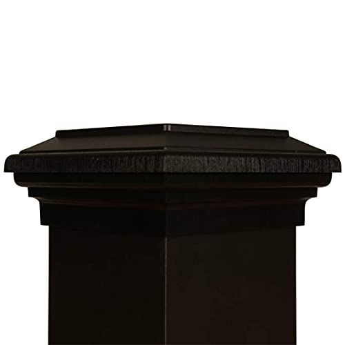 6X6 Post Cap (5.5 Inch) (Case Of 14) Black Island Flat Square Newell Top For Fences, Decks, Railings, And Mailboxes, By Atlanta Post Caps #TOP2
