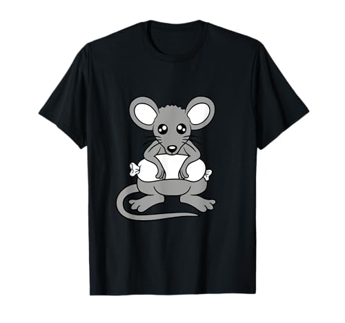 Ratón grande salchicha comer hambre barbacoa barbacoa divertido cómic divertido Camiseta