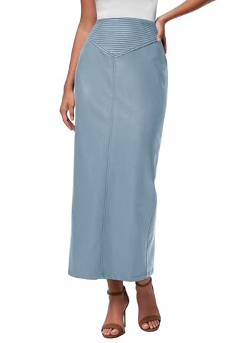 PRETTYGARDEN Long Skirts for Women 2025 Fall Fashion Clothing Faux Leather High Waist Dressy Casual Slit Pencil Maxi Skirt