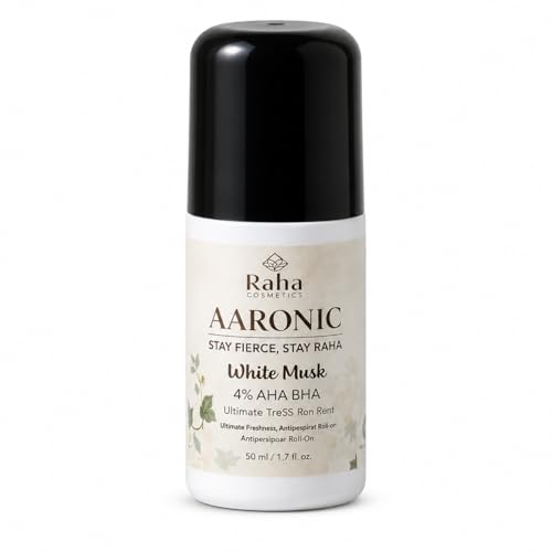 Image of AARONIC Underarm Roll On Deodorant 50ml - Long Lasting Floral Fragrance | 4% AHA BHA | Roll On for Man & Women | Underarm Roll On Men Odour Control (White Musk)