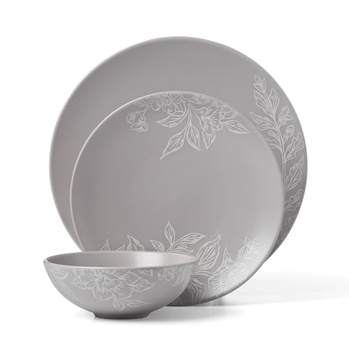 Oneida 897506 Roseto 12-Piece Dinnerware Set, Pumice, Grey by Oneida - Used condition - Image 2