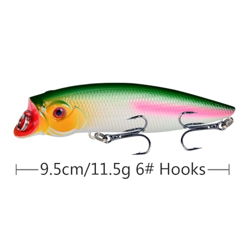 Kit 6 Isca Artificial de Pesca Superfície Flutuantes Popper Para Tucunaré Traíra Dourado Robalo Blac