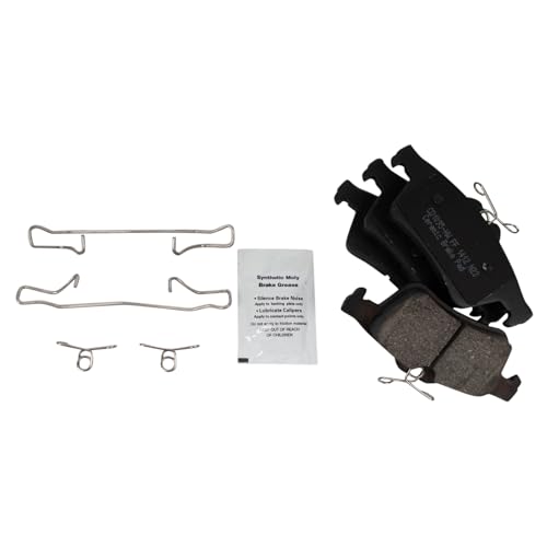 Image of TRQ Performance Rear Brake Pad and Rotor Set Ceramic Slotted Drilled G Coated Calipers Hoses Compatible with 2009-2013 Mazda 3 S 2009-2013 Mazda 3 MazdaSpeed