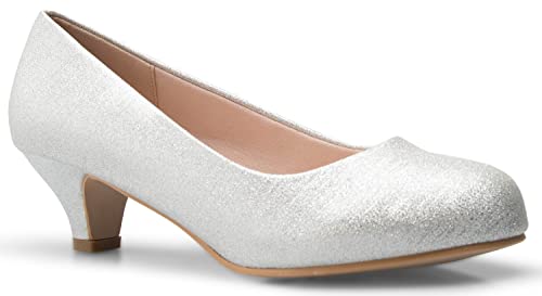 Image of Olivia K Women's Classic Closed Toe Kitten Heel Pumps | Dress, Work, Party Low Heeled