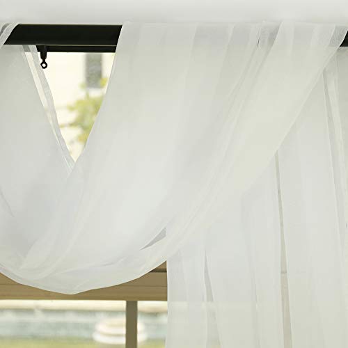 Anjee Semi Sheer White Window Scarf Valance Wedding Arch Drapes Elegant Window Treatments Curtain Panel for Warm Home Decor Baby Shower Wedding Party Anniversary Engagement 1 Pack Pink 52x216 Inches