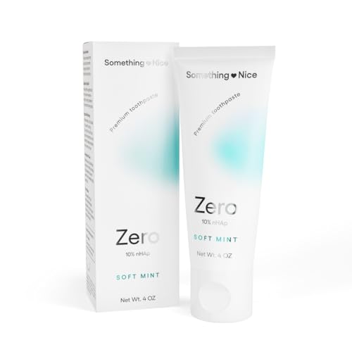 Something Nice Zero Toothpaste - 10% Nano Hydroxyapatite Toothpaste Fluoride Free Remineralizing Enamel Repair and Natural Whitening Suitable for Sensitive Teeth Adults & Kids Oral Care Mint 4oz