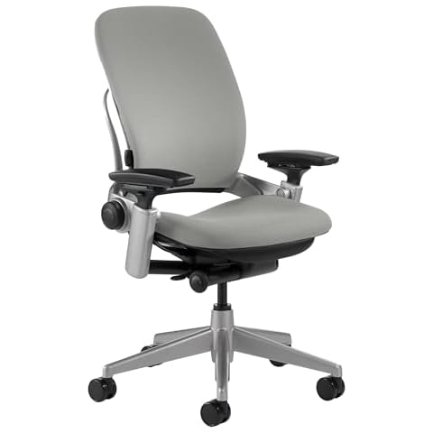 Steelcase Leap Office Chair - Ergonomic Work Chair with Wheels for Carpet Flooring - Work Chair Supports Unique Body Shape - with Natural Glide System & Liveback Technology - Nickel Gray Fabric Cover