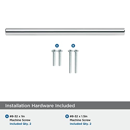 Image of Amerock | Cabinet Pull | Polished Chrome | 5-1 /16 inch (128 mm) Center to Center | Bar Pulls | 1 Pack | Drawer Pull | Drawer Handle | Cabinet Hardware | 5-1 /16 inch (128mm) Center-to-Center Mounting Distance and 7-3 /8 inches Overall Length, Durable Carbon Steel Cabinet Hardware