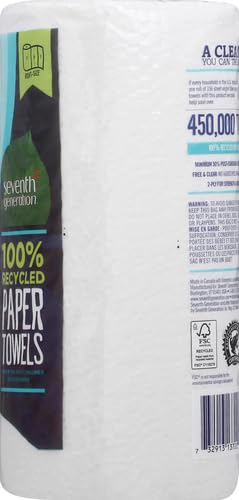 Image of Seventh Generation Paper Towels, 100% Recycled Paper, 2-ply, 1 Roll (Packaging May Vary) (Pack of 6)