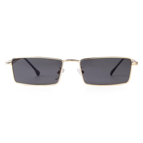 Image of Small Y2K Narrow Rectangle Sunglasses for Women Men | Trendy Raves,80s 90s Retro,Lightweight,Thin Metal Frame,UV400 Protection,Fashion Glasses for Festival Travel Driving