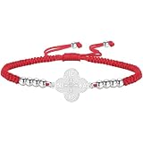 EUEAVAN Pulsera de cruz ortodoxa para mujer, IC XC NIKA Jesucristo, hecha a mano, pulsera de cuerda roja de la suerte, amuleto de cruz bizantina griega, joyería religiosa oriental, regalo cristiano