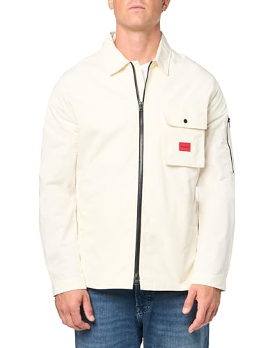 Image of Hugo Men's Cotton Mix Canvas Zip Up Overshirt
