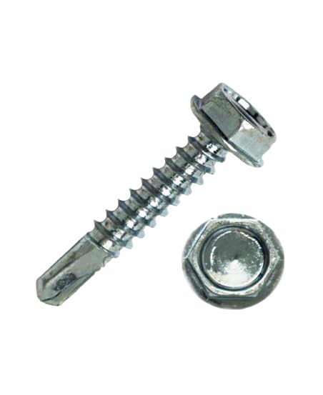 H1424#14 x 1 1/2" Self Drilling Screw Hex Washer Head Zinc Qty 2,000 Box for DIY Real Men