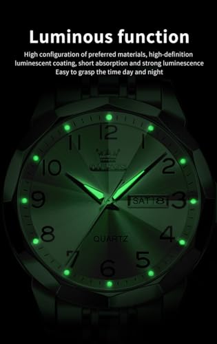 Image of OLEVS Watch for Men Simple Business Dress Analog Stainless Steel Waterproof Luminous Date Easy Read Men Wrsit Watch