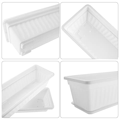10 Pcs Window Boxes Planters 17" Rectangular Planter Box With Drainage Holes And Trays, Window Flower Boxes Outdoor, Long Planters For Outdoor Plants, Windowsill, Patio, Garden, Home Décor, Porch #TOP6