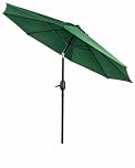 KEPLIN 2.7m Tilting Parasol – Crank & Tilt Outdoor Umbrella with Protective Cover, 180gsm UPF 50+ Polyester Canopy, Steel Frame for Patio, Garden & Balcony