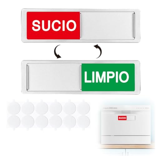 WUSJCOF 1PCS Imán para Lavavajillas Limpio Y Sucio, Letrero Magnético Universal para Cocina, Signo Sucio/LIMPIOEn Español, Etiqueta Adhesiva (Imán y Pegatina de Doble Uso)