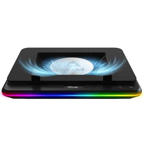 KLIM Turbofrost MAX - Base di Raffreddamento per PC Portatile RGB, Con Potente Turbofan XL, Raffreddamento rapido per laptop 15.6-17, Flusso d'Aria Ottimale, Velocità Regolabile, Schermo LCD