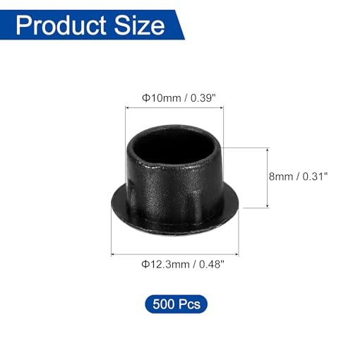 Image of uxcell 500Pcs Screw Hole Plugs, 10mm(3 /8 inch) Dia Plastic Round Button Plugs Snap in Locking Hole Covers Flush Type Caps for Furniture Cabinet, Black