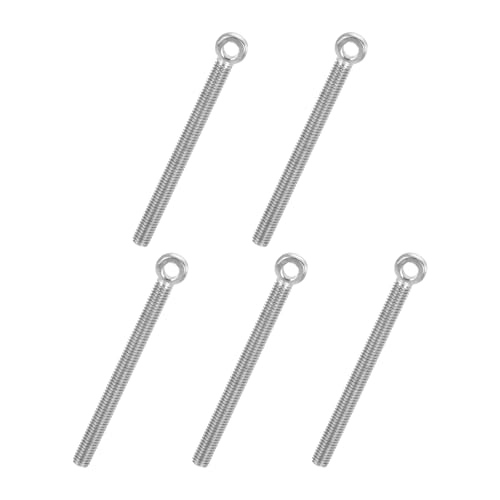 PATIKIL 5 Pc M5x60mm Bullone Ad Occhio Girevole Con Spalla Filettatura Completa Metrica Acciaio Inox 304 Bullone A Occhio Per Sollevamento Con Foro A Scivolamento Argento