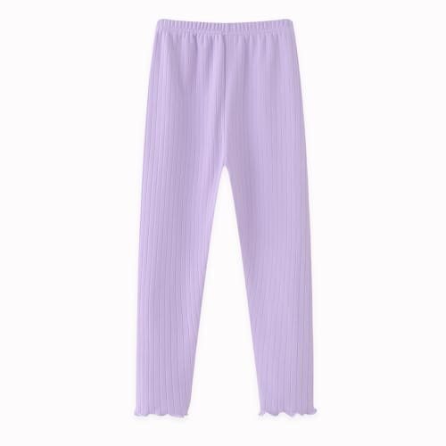 Image of Girls Thermal Underwear Set Girls' Ruffle Trim Fall Base Layer Apparel Set Winter Top and Long pants Violet for 3Y