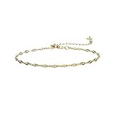 S.J JEWELRY Women Minimal Jewelry Gift Dainty Tiny Composite 14K Gold Plated/Silver Plated Cross and Anchor/Freshwater Pearls Heart Bracelet Handmade Jewelry for Mother's Day Gift BR-1-Lace