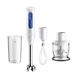 Braun MultiQuick 3 MQ30.202M, Minipimer Tecnologia PowerBell VPlus, 2 Velocidades + Turbo, Sistema EasyClick Plus para Accesorios, Antisalpicaduras, Picador de 350ml, Vaso de 600ml, 900W, Negro