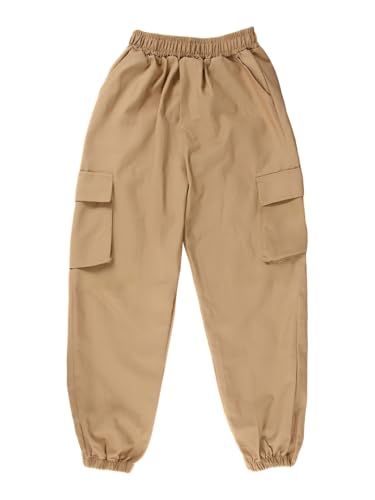 Boys Cargo Jogger Pants, Elastic Waist Casual Sweatpants, Teenage Relaxed Pants with Pockets, School Casual Trousers